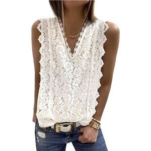 Woman’s Lace Flower Tank Top